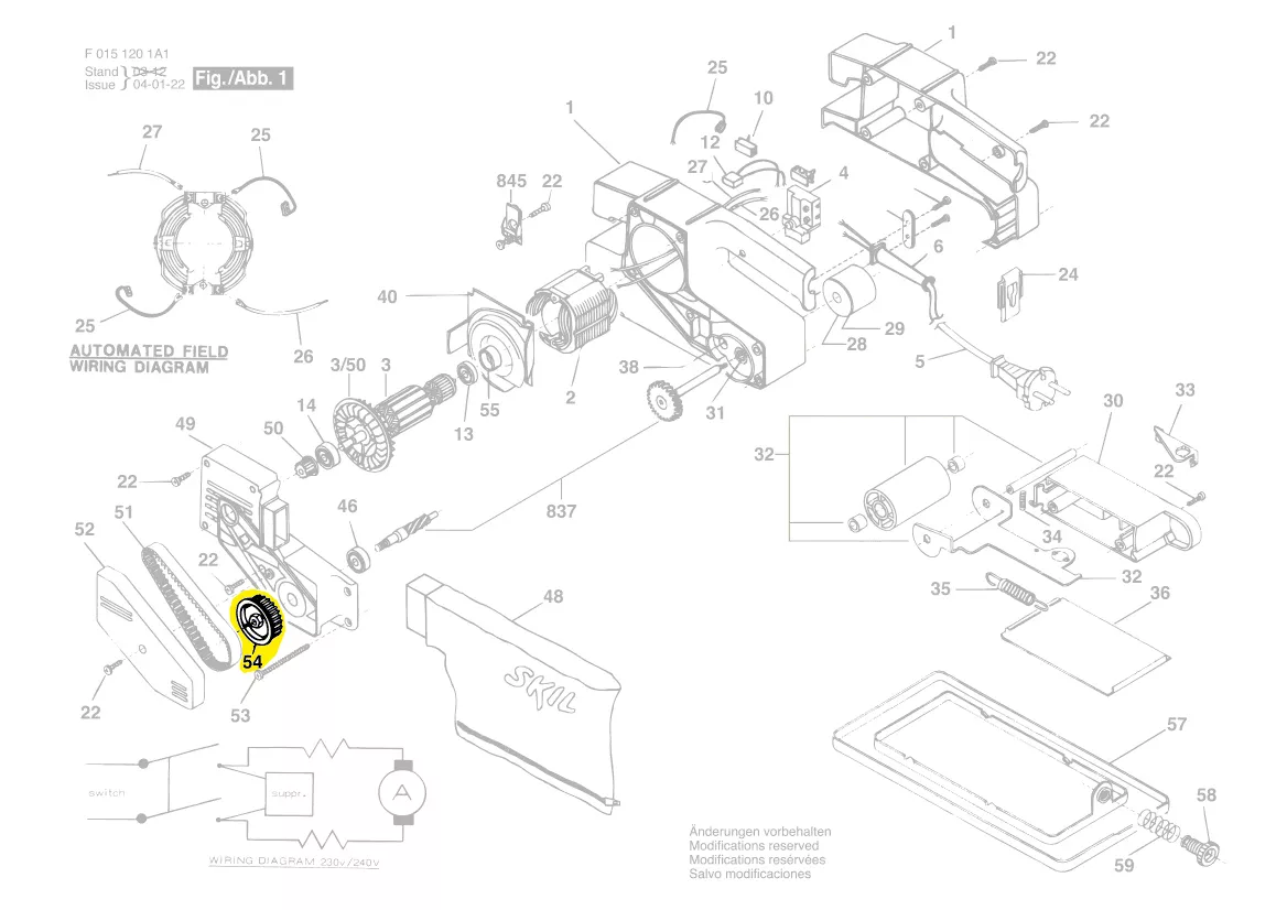 Poulie entrainement galet ponceuse à bande réf. 2 610 354 001